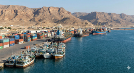 Bosaso port and Golis Mountains in Somalia